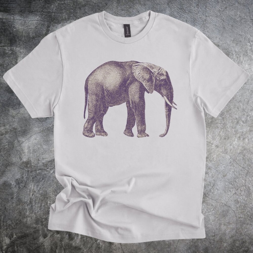 Elephant Shirt Tshirt Wildlife Animal Safari Nature Graphic Art Tee Gray - Picture 1 of 4